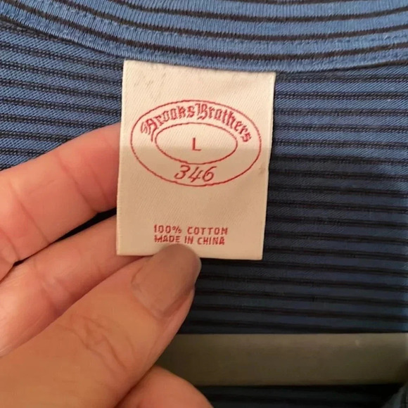 Brooks Brothers Blue Black Stripes Collared Polo Shirt Sleeve Cotton Lar… - Picture 3 of 6
